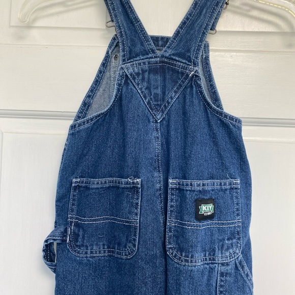 Toddler Key Brand Denim Adjustable Blue Jean Bibs 2T farmer Country Hillbilly - Picture 8 of 16